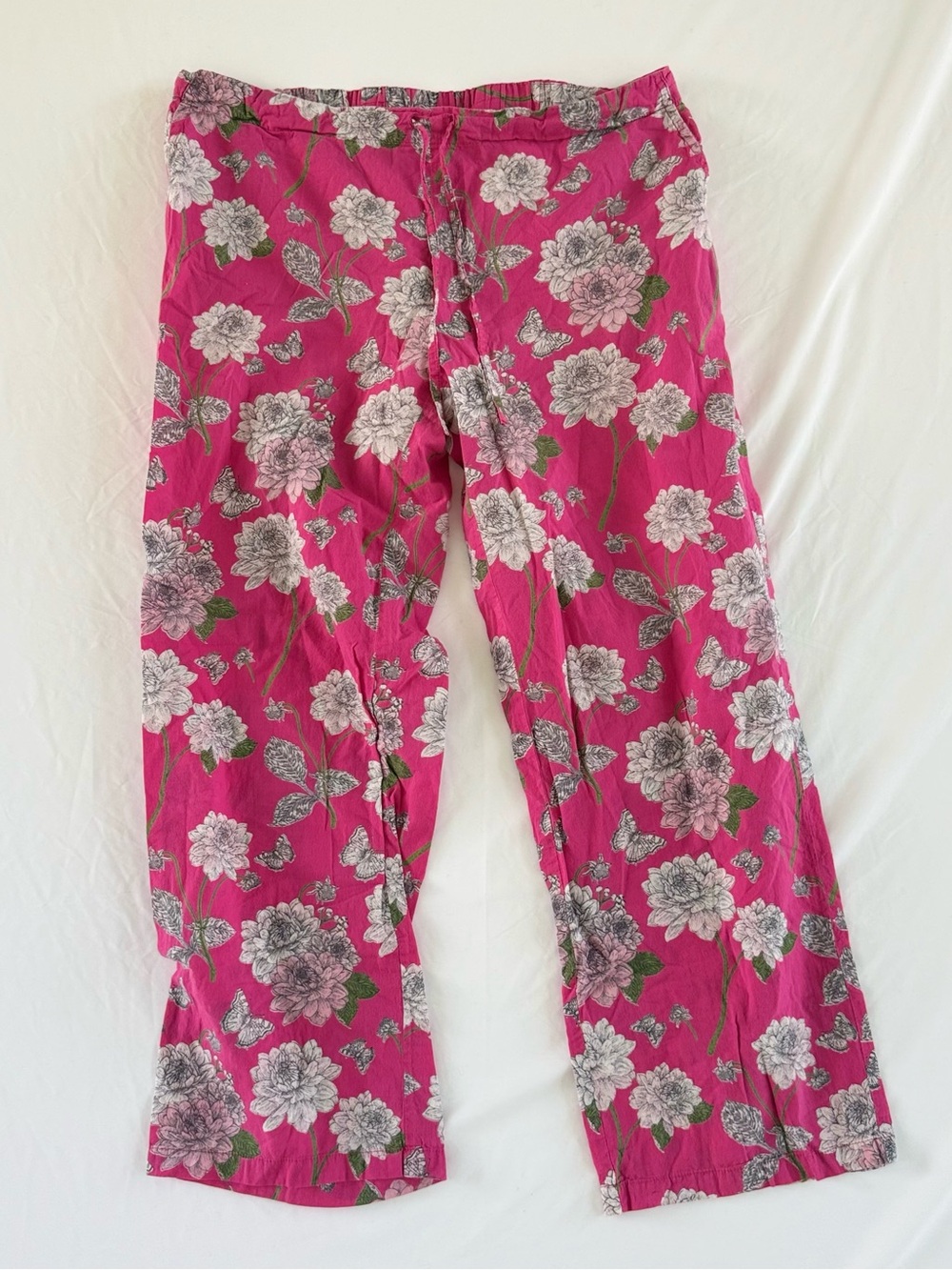 Mahogany 100% Cotton Pajama Pants Womens L Pink Floral Sleep Lounge PJ Bottoms